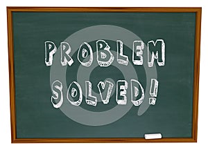 Problem Solved Words Chalkboard Solution photo