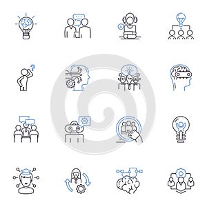 Problem solvers line icons collection. Innovators, Analytical , Resourceful , Collaborative, Creative, Strategic photo