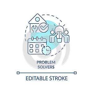 Problem solvers turquoise concept icon