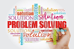 Problem solving aid word cloud collage