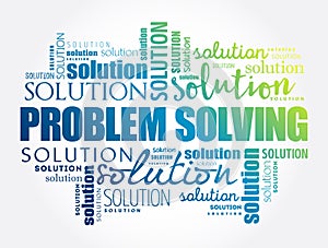 Problem solving aid word cloud collage, business concept background