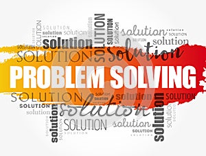 Problem solving aid word cloud collage concept