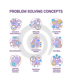 Problem solving concept icons set