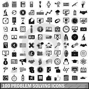 100 problem solving icons set, simple style