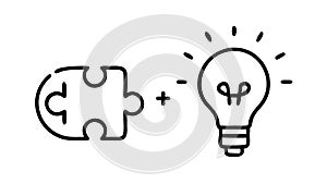 Problem Solving Idea Icon Vector with Puzzle and Lightbulb, vector design Generative AI