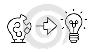 Problem Solving Idea Icon Vector with Puzzle and Lightbulb, vector design Generative AI