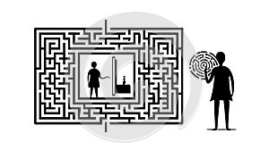 Problem Solving Maze Icon, Strategic Thinking Challenge, vector design Generative AI
