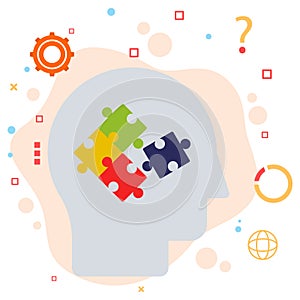 Problem Solving Mindset vector Icon Design, Genius Mindset Executive illustration, Human Mind Puzzle Concept