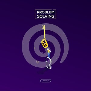 Problem solving - modern isometric vector web banner