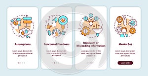 Problem solving obstacles onboarding mobile app page screen with concepts