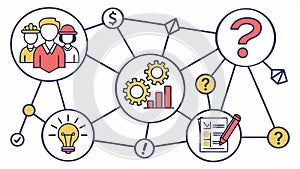 Problem solving process diagram, business strategy and solution finding vector design Generative AI