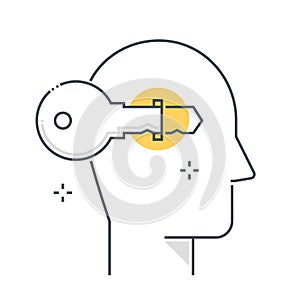 Problem solving related color line vector icon, illustration