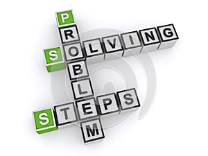 Problem solving steps on white