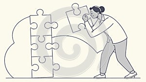 Problem Solving Success: Connecting the Final Puzzle Piece, vector design Generative AI