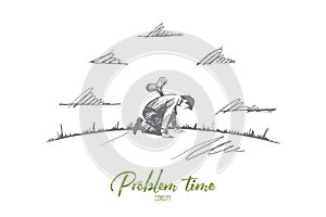 Problem time concept. Hand drawn isolated vector.