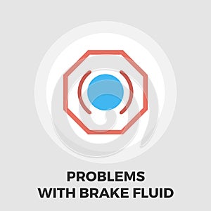 Problems with brake fluid icon flat