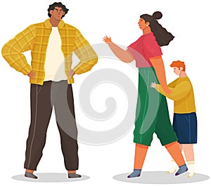 Problems and conflict in family, fight and arguing, quarreling over child, parenting differences