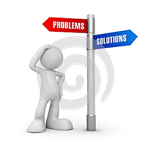 Problems solutions concept 3d illustration
