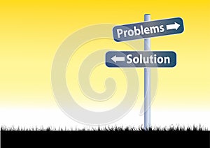 Problems and solutions road sign illustration
