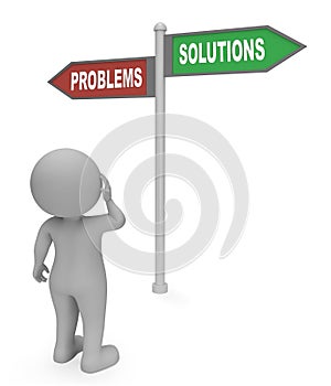 Problems Solutions Sign Means Difficult Situation And Complication 3d Rendering