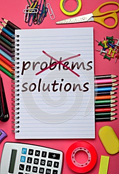 Problems Solutions words on notebook