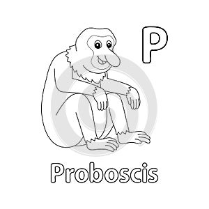 Proboscis Monkey Alphabet ABC Isolated Coloring P