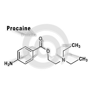 Procaine, anesthetic drug, Structural chemical formula