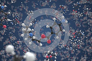 Procaine molecule made with balls, conceptual molecular model. Chemical 3d rendering