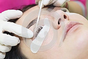 Procedure for eyelash extensions, eyelashes lamin