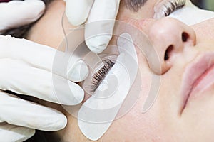 Procedure for eyelash extensions, eyelashes lamin