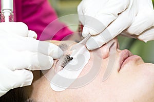 Procedure for eyelash extensions, eyelashes lamination