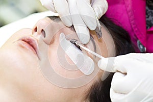 Procedure for eyelash extensions, eyelashes lamination