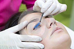 Procedure for eyelash extensions, eyelashes lamination