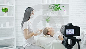 Procedure for improvements growth hair in beauty salon.