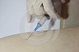 The procedure of intramuscular injection, close-up