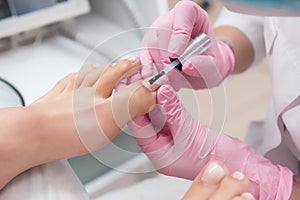 Procedure of pedicure in beauty salon
