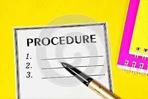 Procedure. Text label on the planning form.