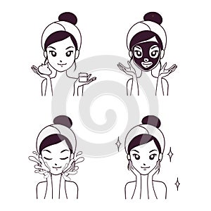 Procedure to mask treatment for younger face woman.