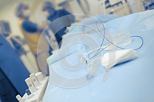 Procedure tools in the hospital operating room on the background