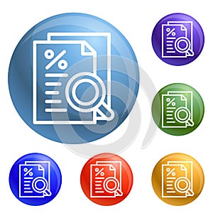 Procent paper icons set vector