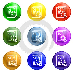 Procent paper icons set vector