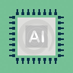 Artificial intelligence. AI. Outline AI icon. Artificial intelligence sign. Vector illustration. photo