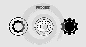 Process activity workflow wheel icon. Gear cog wheel vector illustration isolated background.