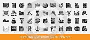 process audit checking inspection glyph icon set