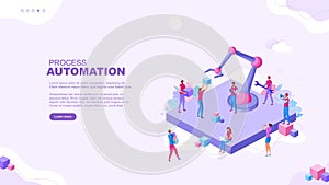 Process Automation page concept. Robotization. Digitalization. Template for your design works. Vector graphics.