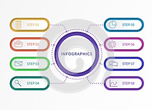 Process chart. Business data with options paper steps label and flowchart, parts and timeline workflow, diagram vector