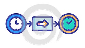 Process Completion Success: Workflow with Clock Checkmark, vector design Generative AI