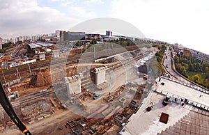 Process of constructing overpass in big city