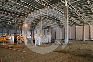 The process of construction and launch of a large logistics center, its internal filling and finishing