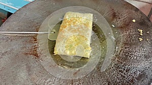 The process of cooking egg martabak or (Martabak telur)